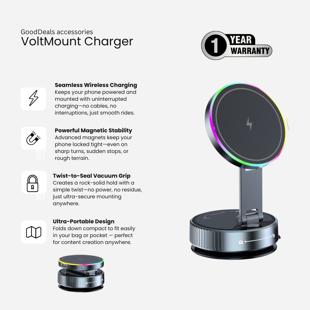 2025’s Best-Selling Magnetic Car Mount – 15W Wireless Charger + Colorful Lights