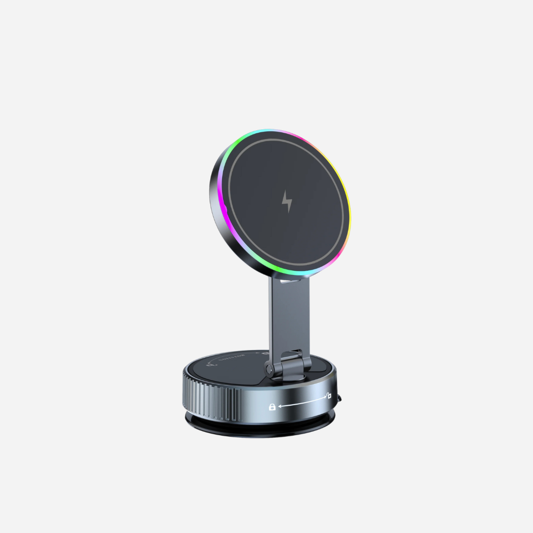 2025’s Best-Selling Magnetic Car Mount – 15W Wireless Charger + Colorful Lights