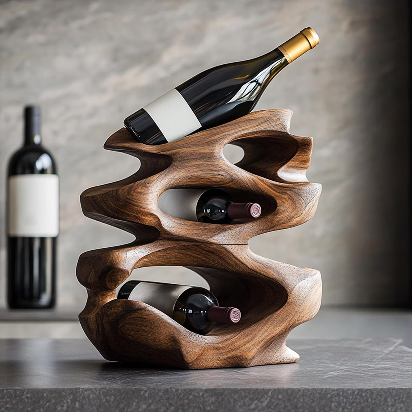 Porte-Bouteilles de Vin Rustique Moderne – Casier à Vin en Bois Massif Fait Main