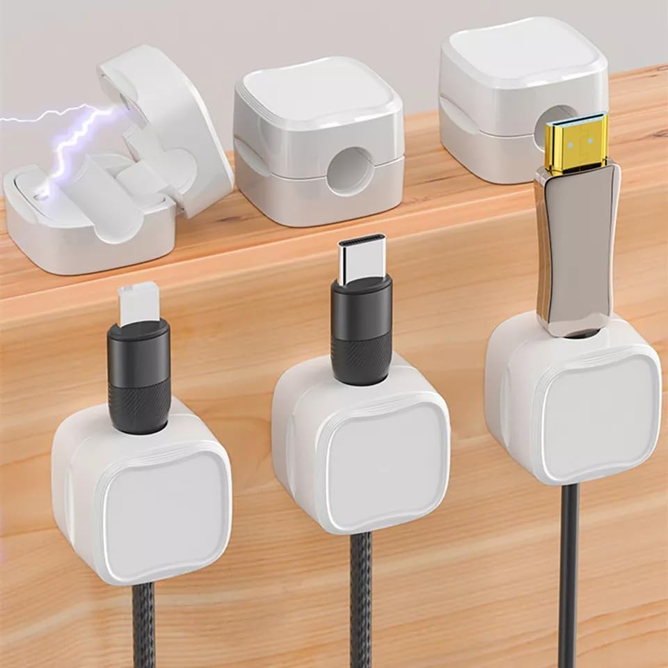 60% OFF 🔥 Messy desk? 🚫 Snap cables in 1 sec with magnetic clips = instant clean!