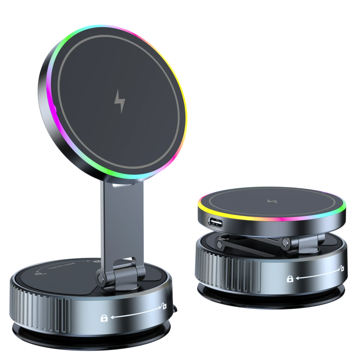 2025’s Best-Selling Magnetic Car Mount – 15W Wireless Charger + Colorful Lights
