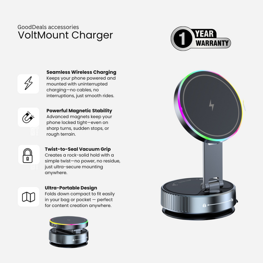 2025’s Best-Selling Magnetic Car Mount – 15W Wireless Charger + Colorful Lights