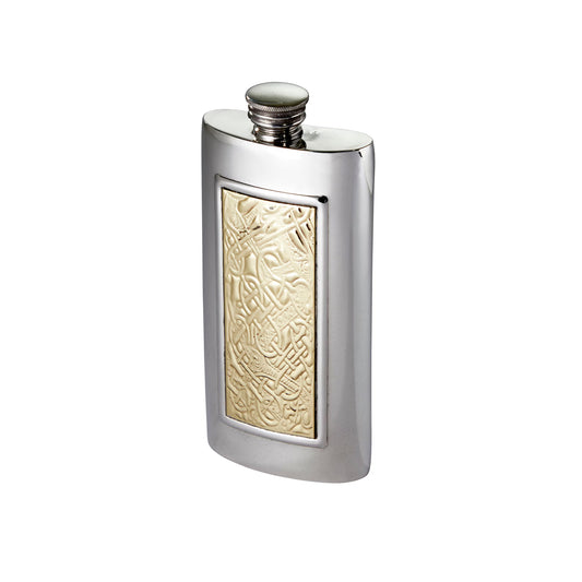 Flasque à Whisky Celtique en Laiton – 150 ml – Artisanale & Gravable – Fait Main en Angleterre