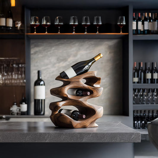 Porte-Bouteilles de Vin Rustique Moderne – Casier à Vin en Bois Massif Fait Main