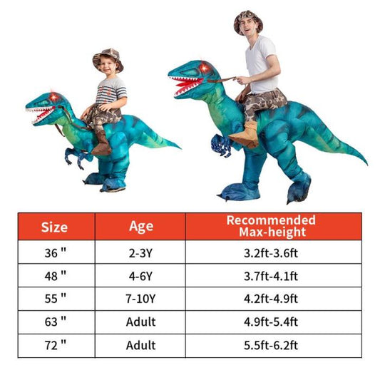 🦖 Ride-On Inflatable Dinosaur Costume with LED Eyes – Kids & Adults