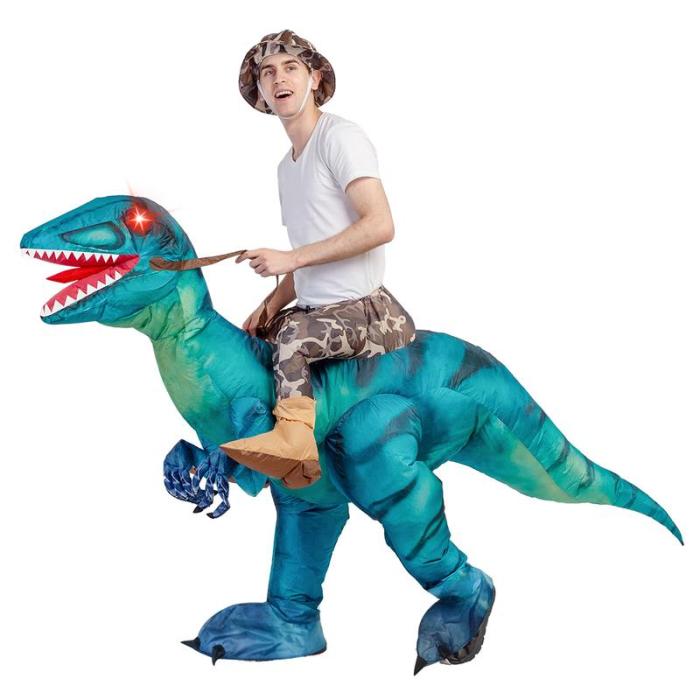 🦖 Ride-On Inflatable Dinosaur Costume with LED Eyes – Kids & Adults
