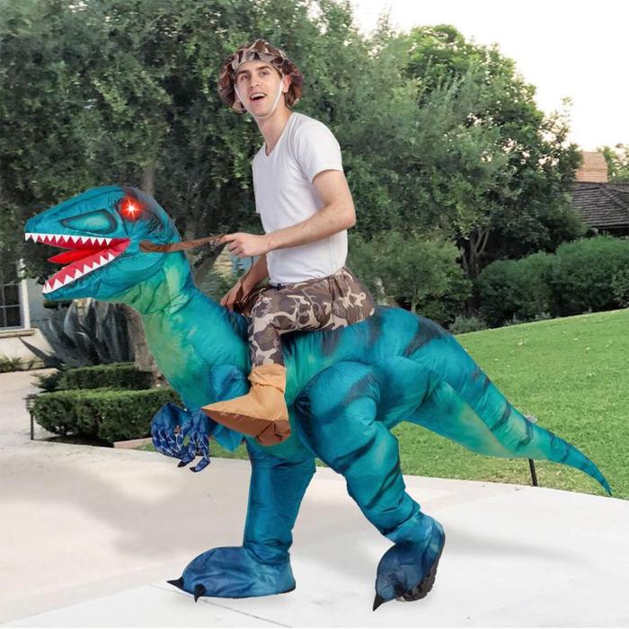 🦖 Ride-On Inflatable Dinosaur Costume with LED Eyes – Kids & Adults